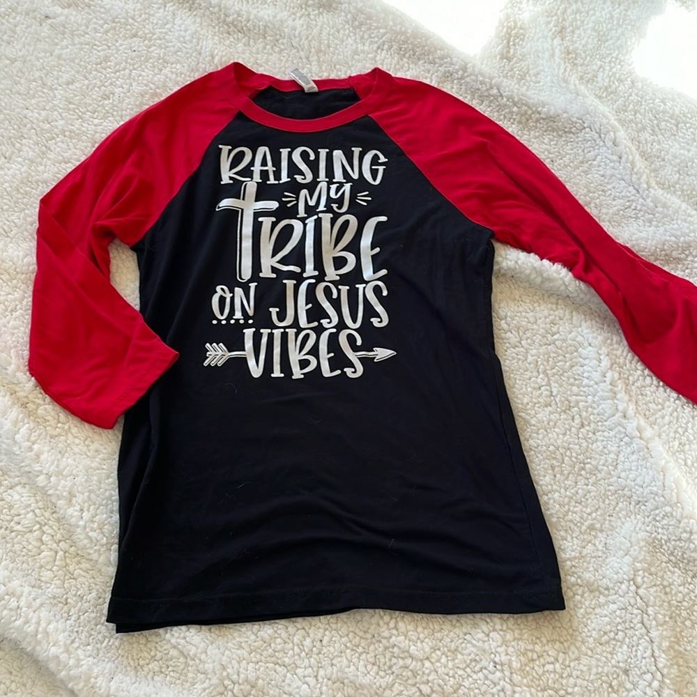 Bella canvas airlume jersey knit graphic baseball tee top Christian Jesus S